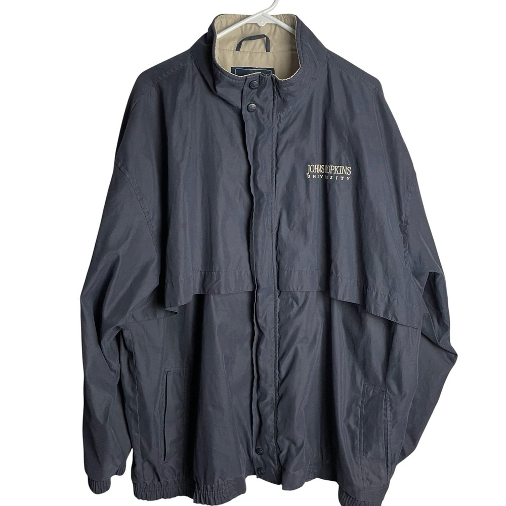 Vtg Johns Hopkins University Mens Jacket Size 3XL Navy Embroidered Logo Vented
